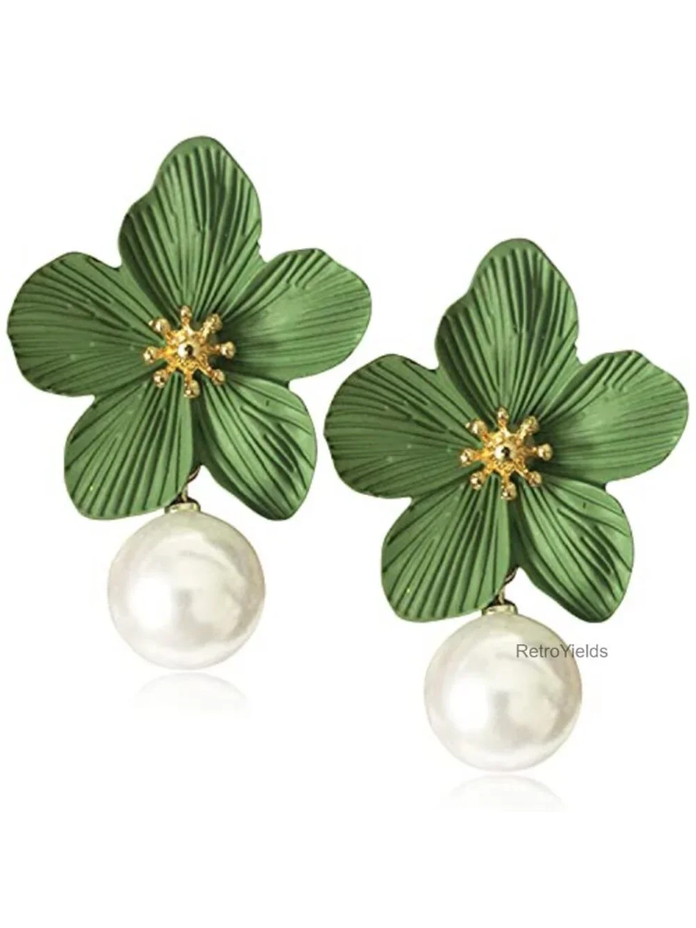Handmade Boho Matte Double Yellow Flower Dangle Drop Earrings White Metal